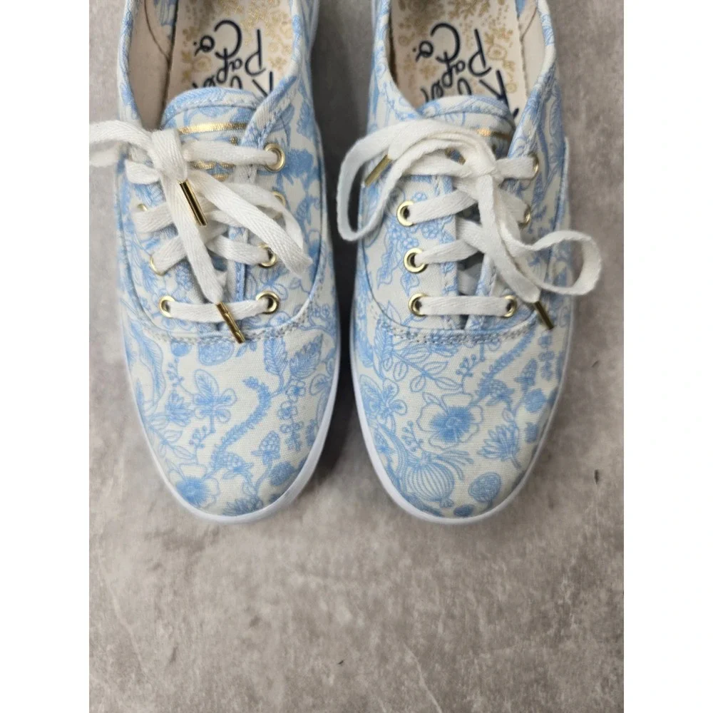 Keds x Rifle Paper Sneakers 6 Blue Floral Canvas Lace Up Shoes Cottage Coquette